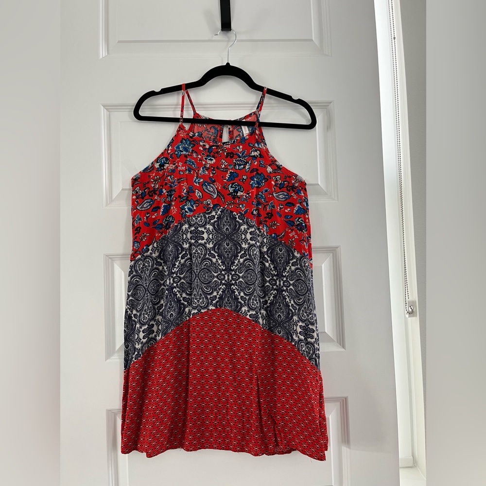 Red & Blue Paisley Swing Dress